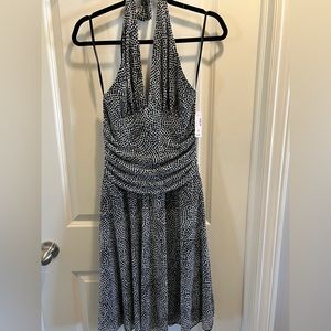 Dress Barn black/ white halter lined dress size 12.